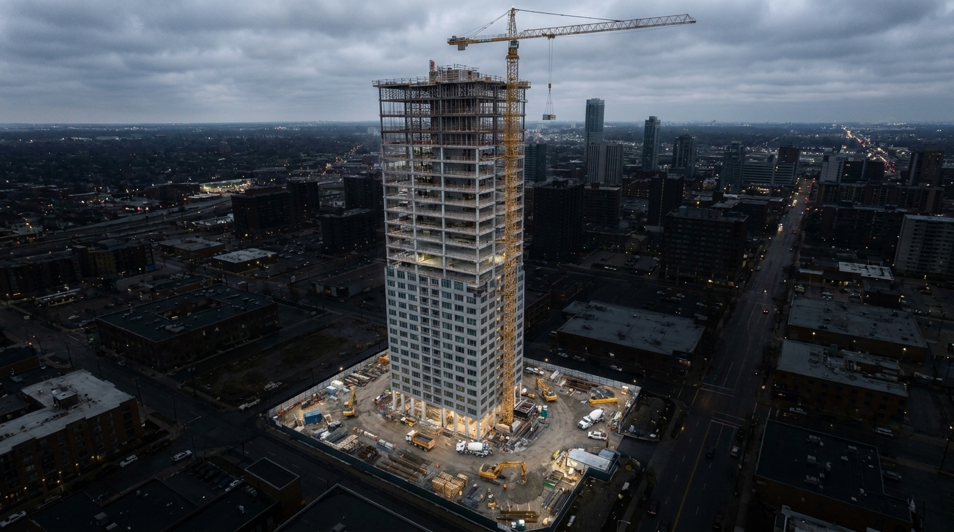 Aerial of construction site